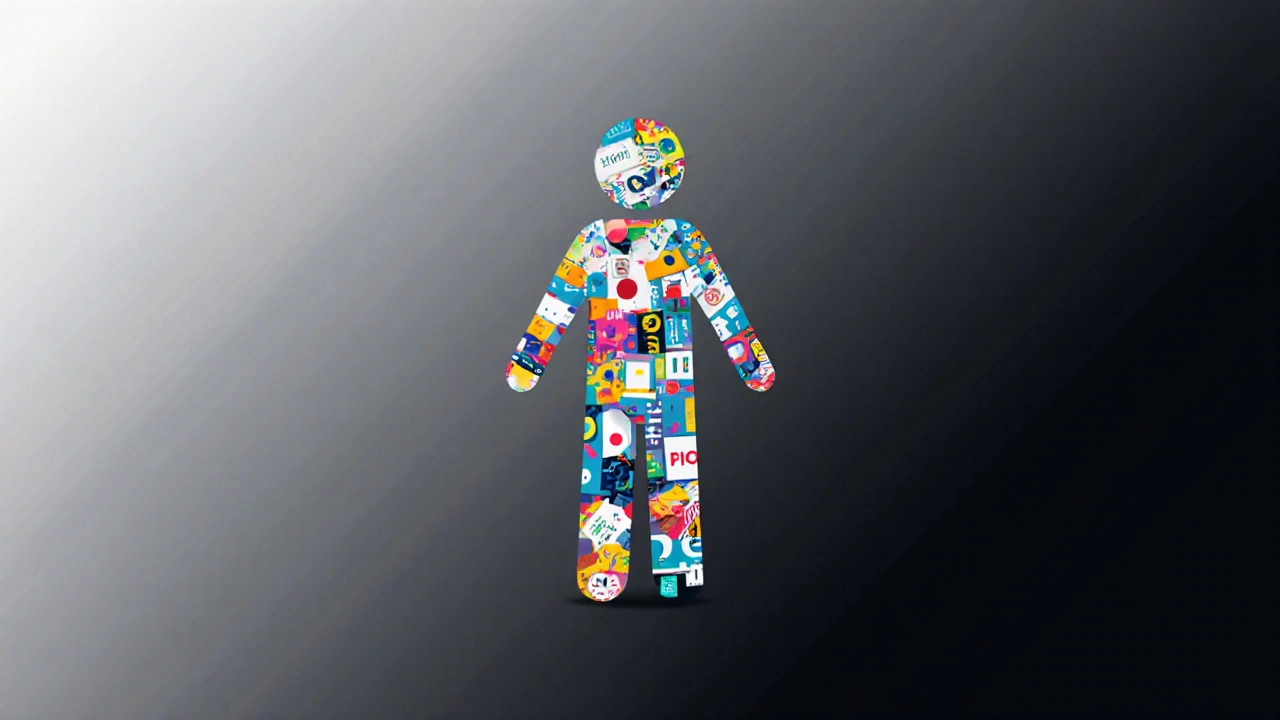 Фигура человека, составленная из элементов графического дизайна, символизирующая единство направлений.