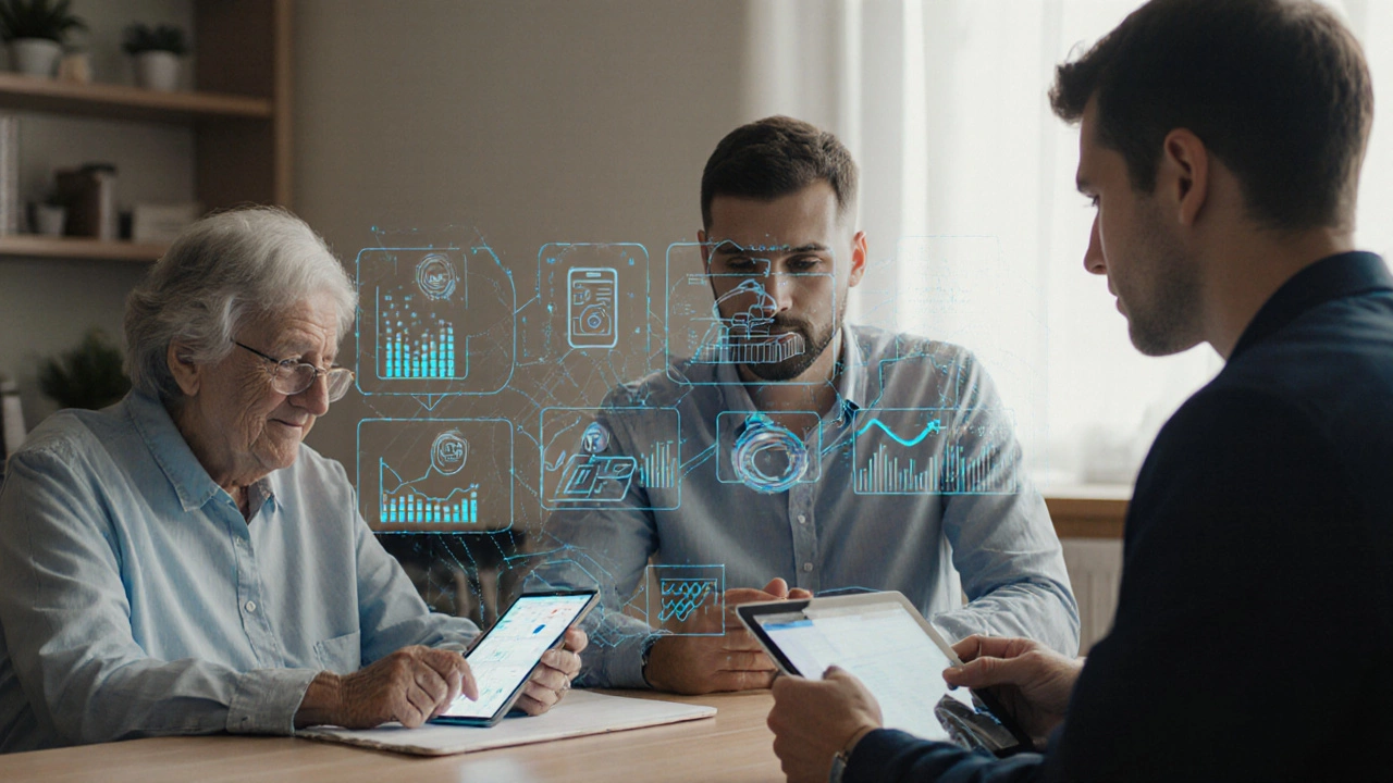 Три дизайнера в разных городах России работают с данными и интерфейсами, соединёнными потоками информации.