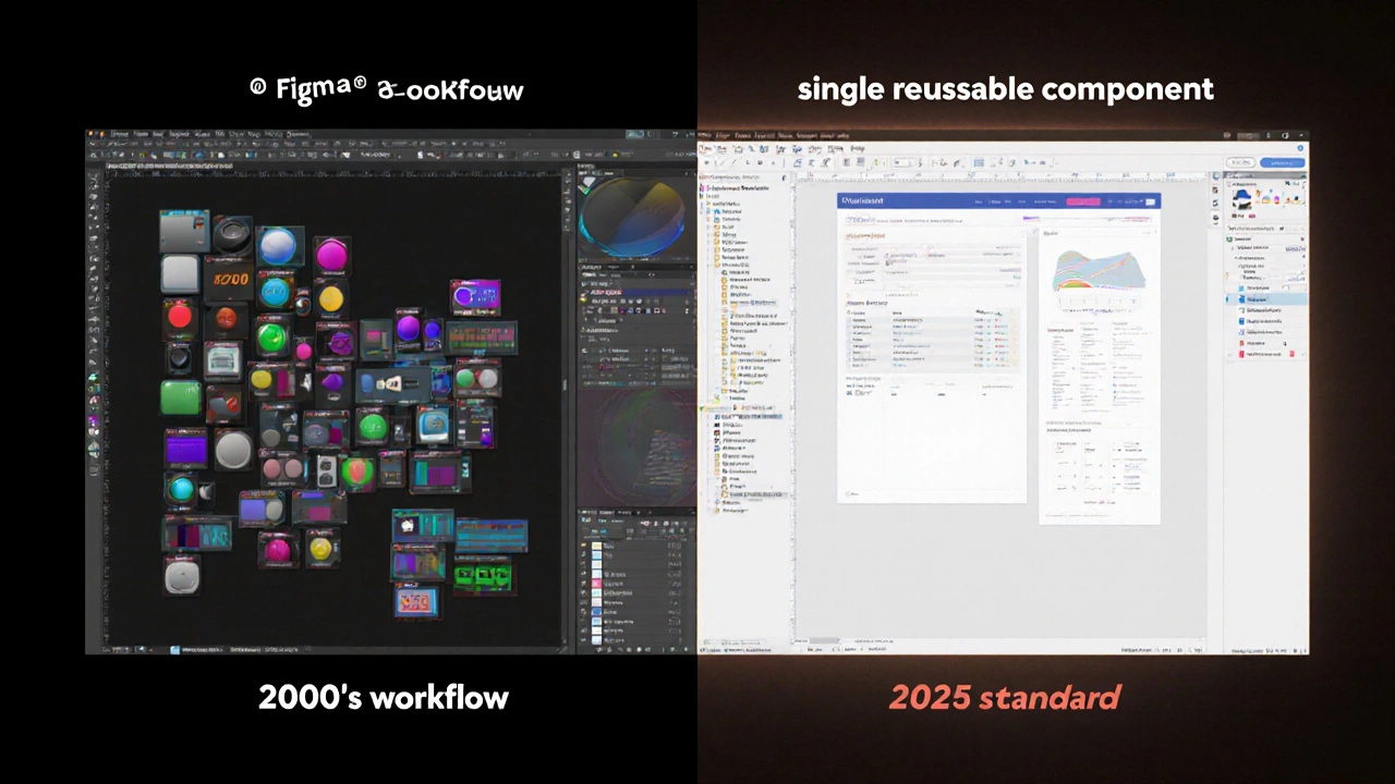 Сравнение старого Photoshop и современного Figma — контраст методов дизайна.