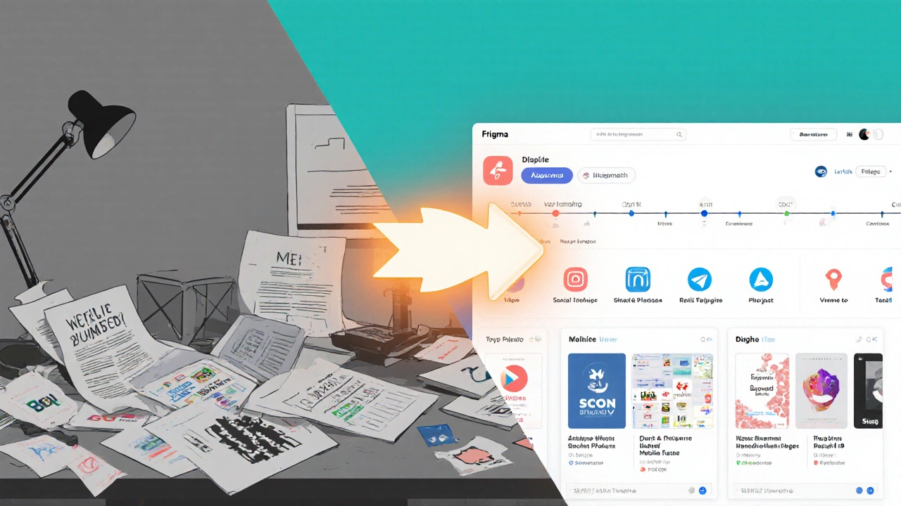Сравнение устаревшего дизайна и современных адаптивных шаблонов в Figma.