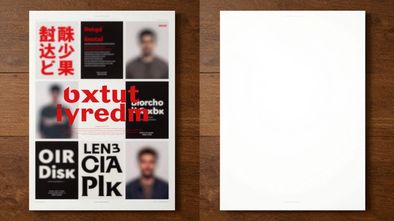 Два плаката: один перегруженный, другой минималистичный — контраст в дизайне.