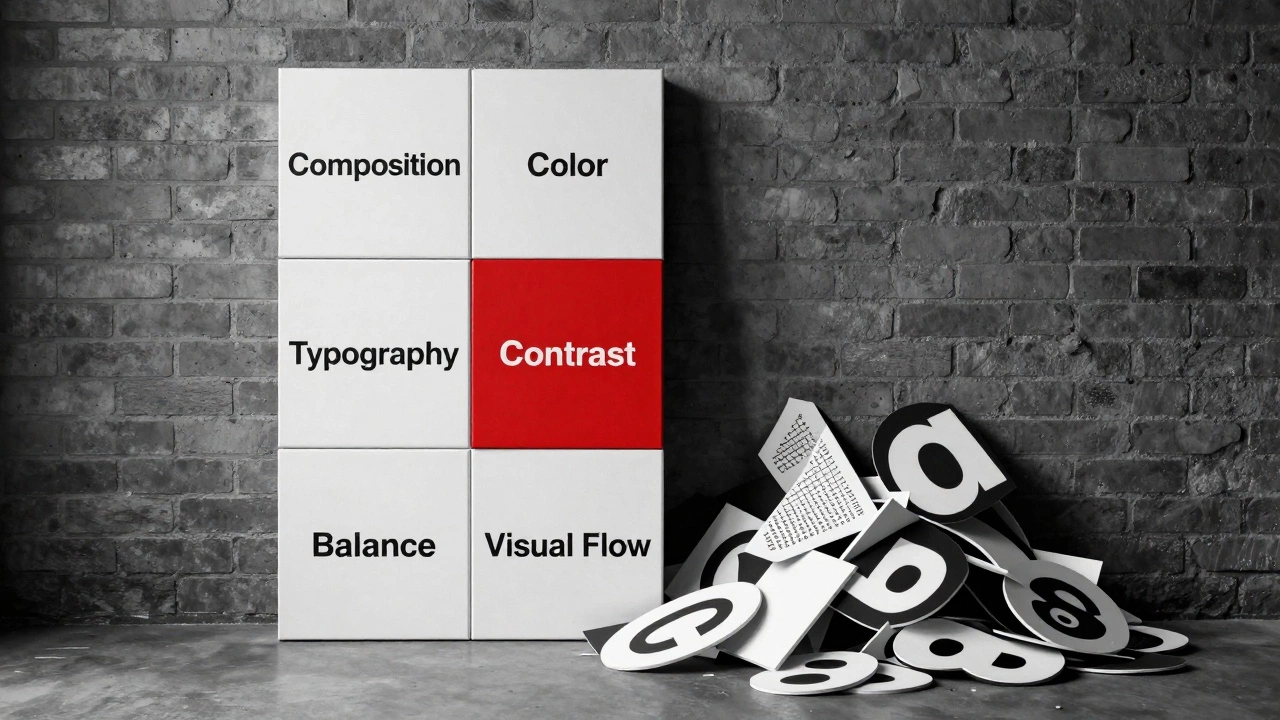 Кирпичи основ графического дизайна собраны в устойчивую стену, а хаос лежит рядом.