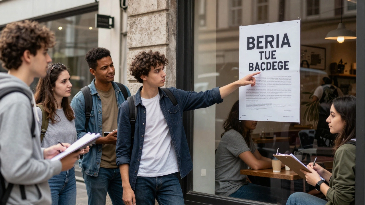 Люди реагируют на плакат в уличной среде, а тот же плакат успешно встроен в интерьер кафе.