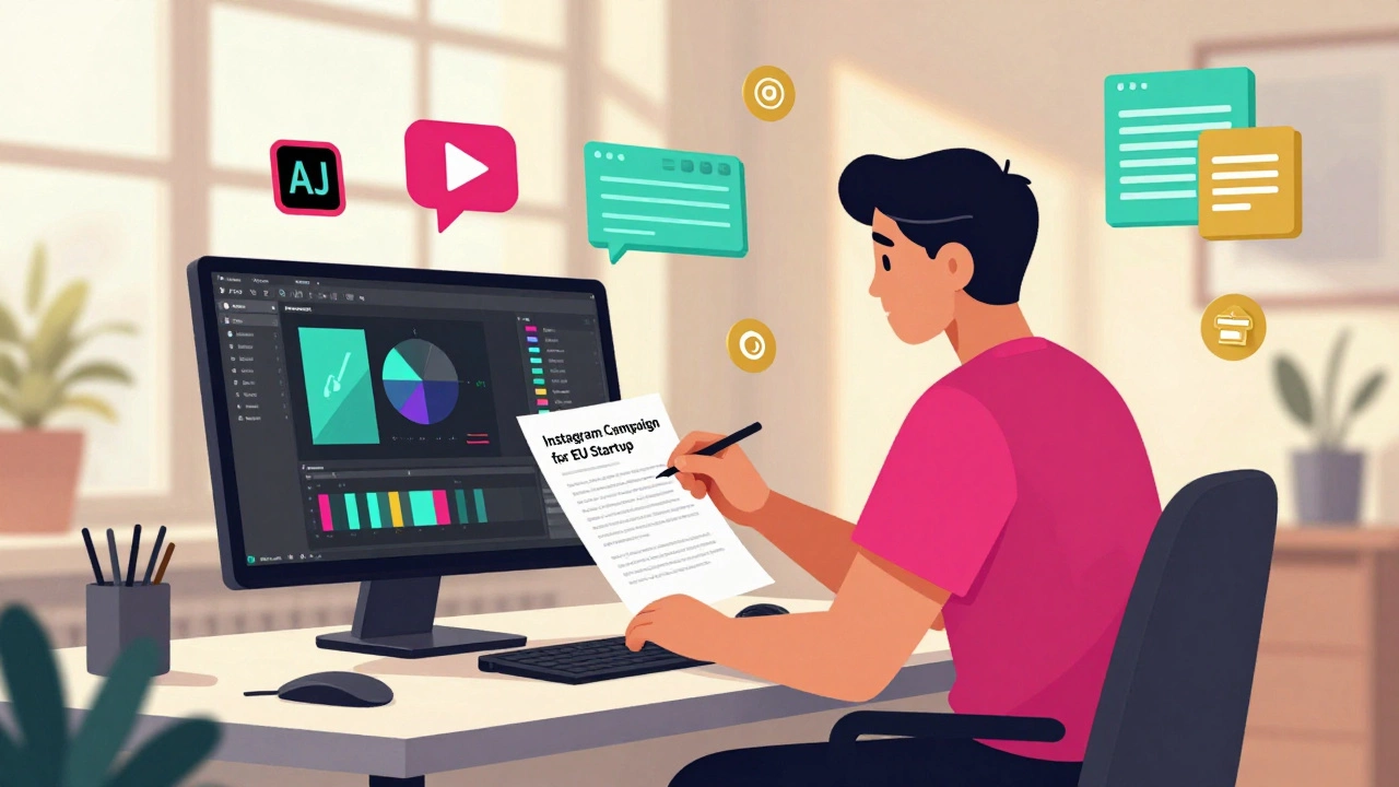 Фриланс-дизайнер в Москве работает над анимированным рекламным кампанией для международного бренда.