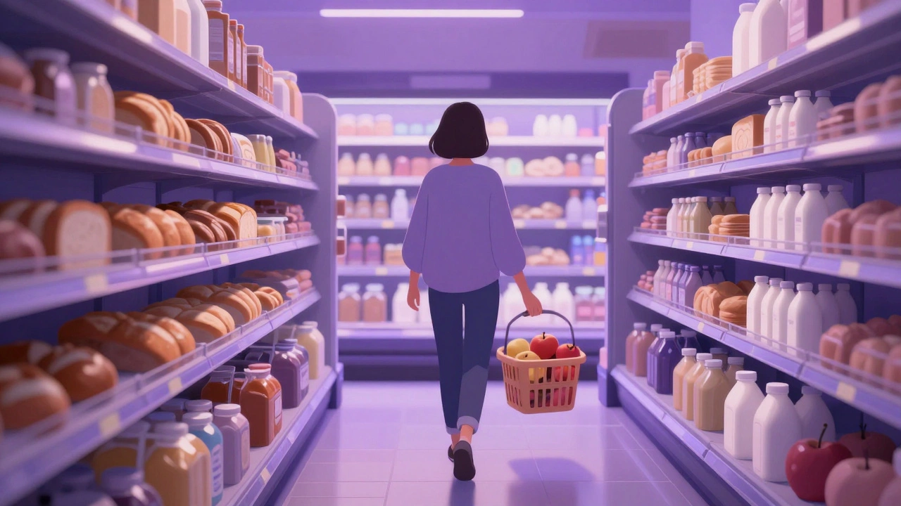 В магазине свет и полки реагируют на настроение покупателя, товары уже в корзине.