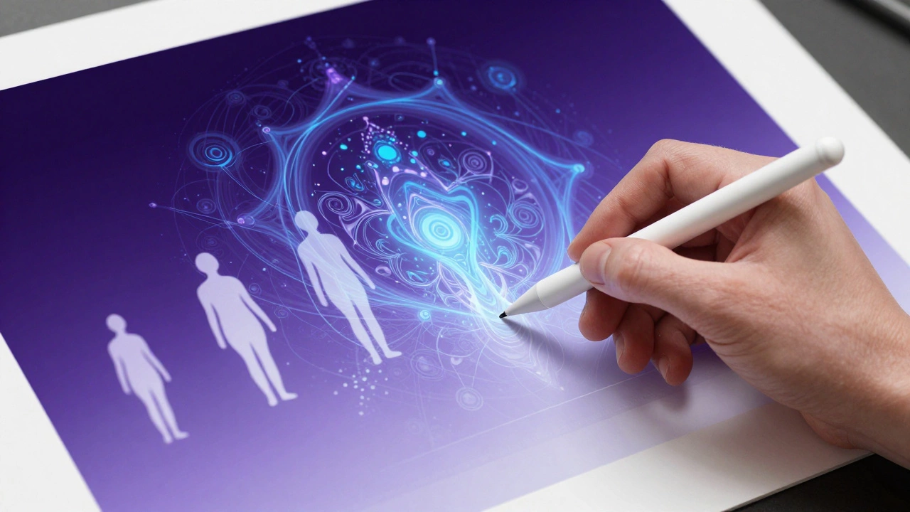 Дизайнер использует нейросети и цифровой планшет для создания графики