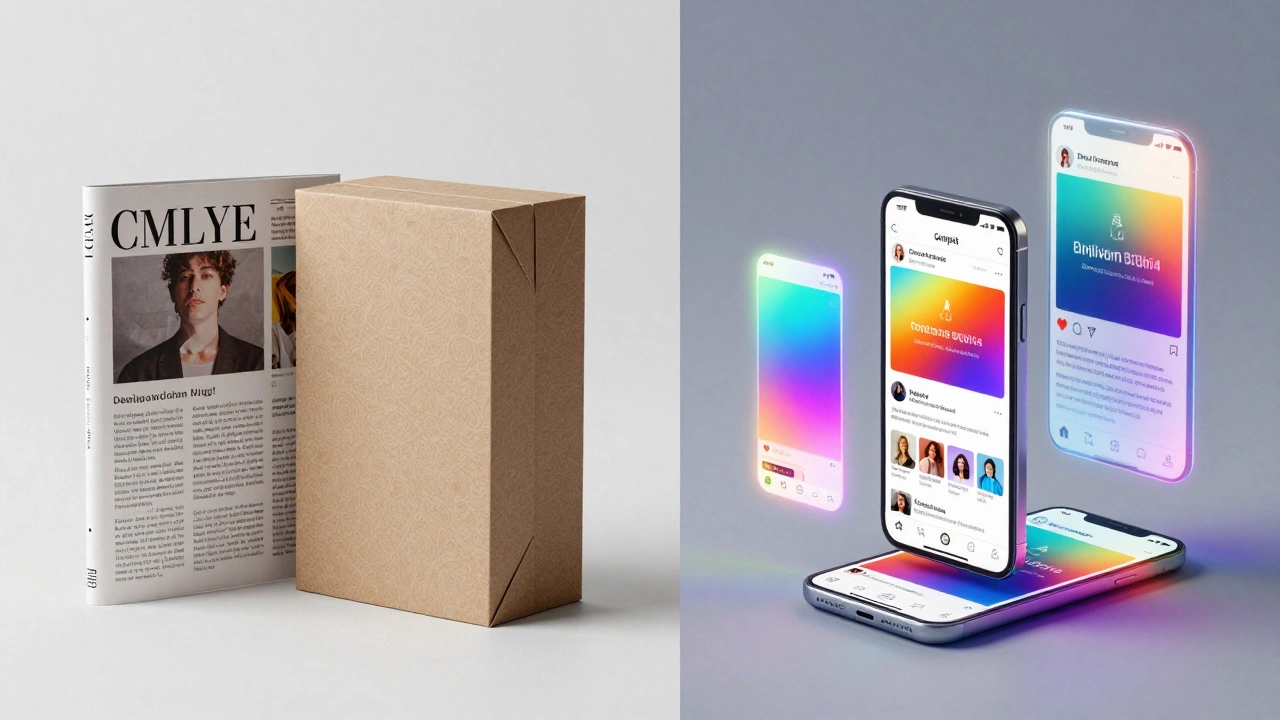 Концепция сочетания печатной продукции и цифрового дизайна на экранах