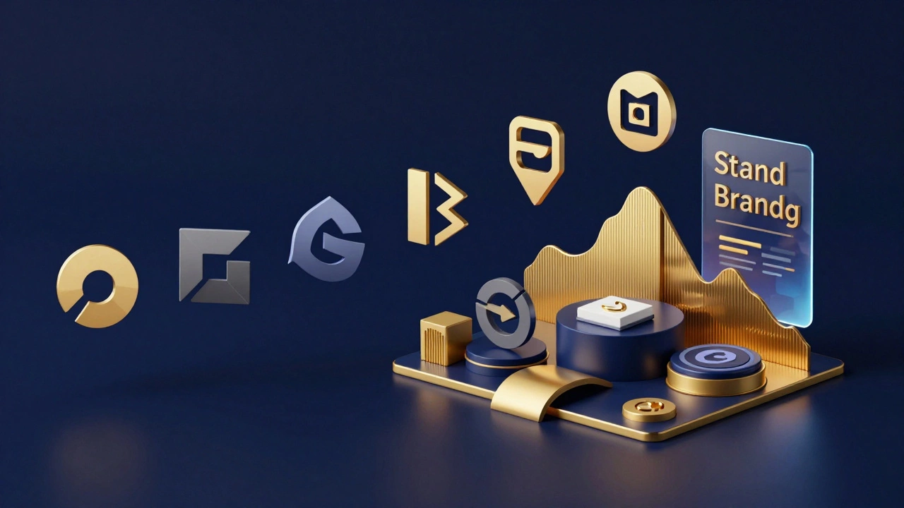 Концептуальное изображение перехода от простых логотипов к комплексному брендингу