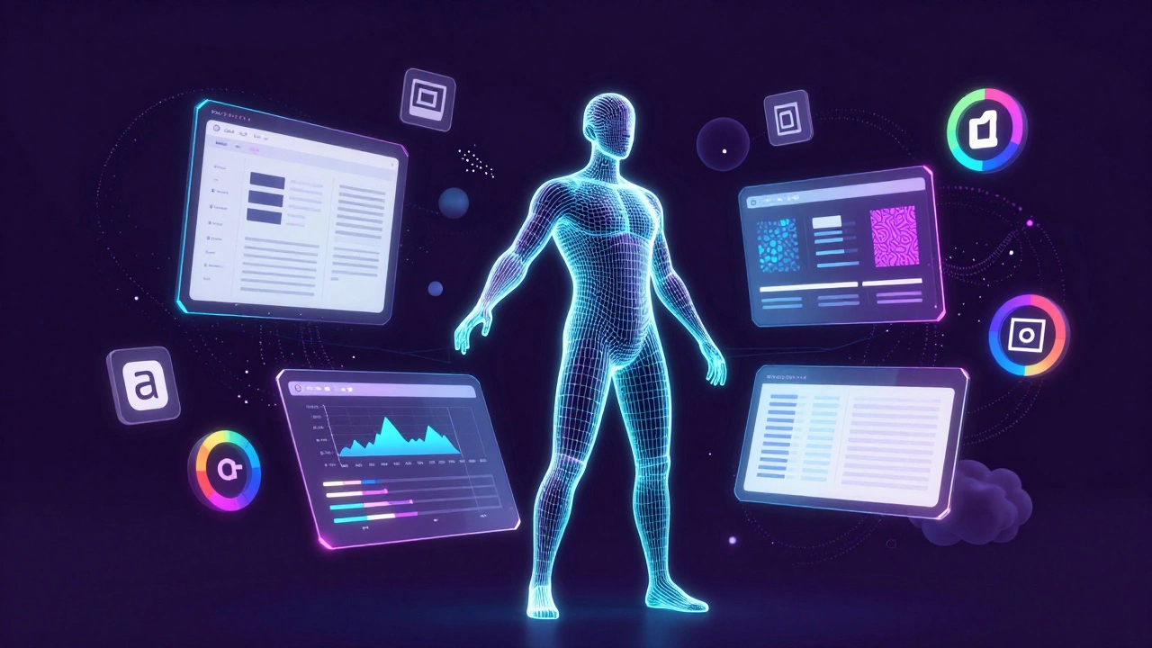 Футуристичная иллюстрация дизайна и искусственного интеллекта
